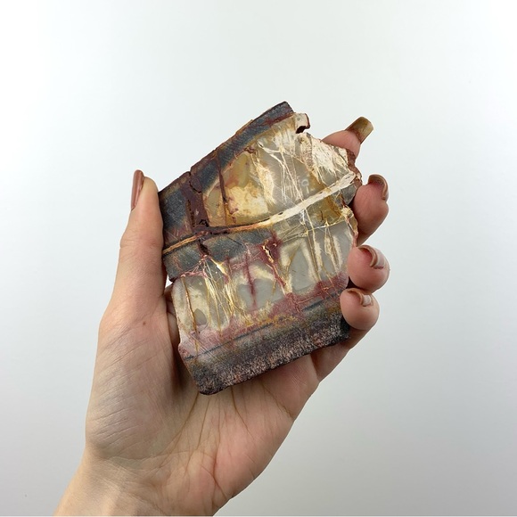 Raw Red/Cream Marble Mexican Fire Mountain Rhyolite Agate Crystal Slab - Medium - Picture 3 of 5